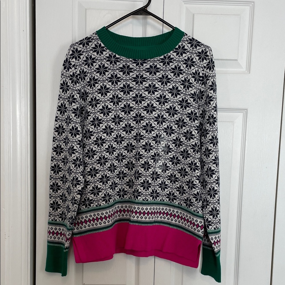 NWT Charter Club L Women’s Nordic Snowflake/Fair Isle crewneck pullover Sweater
